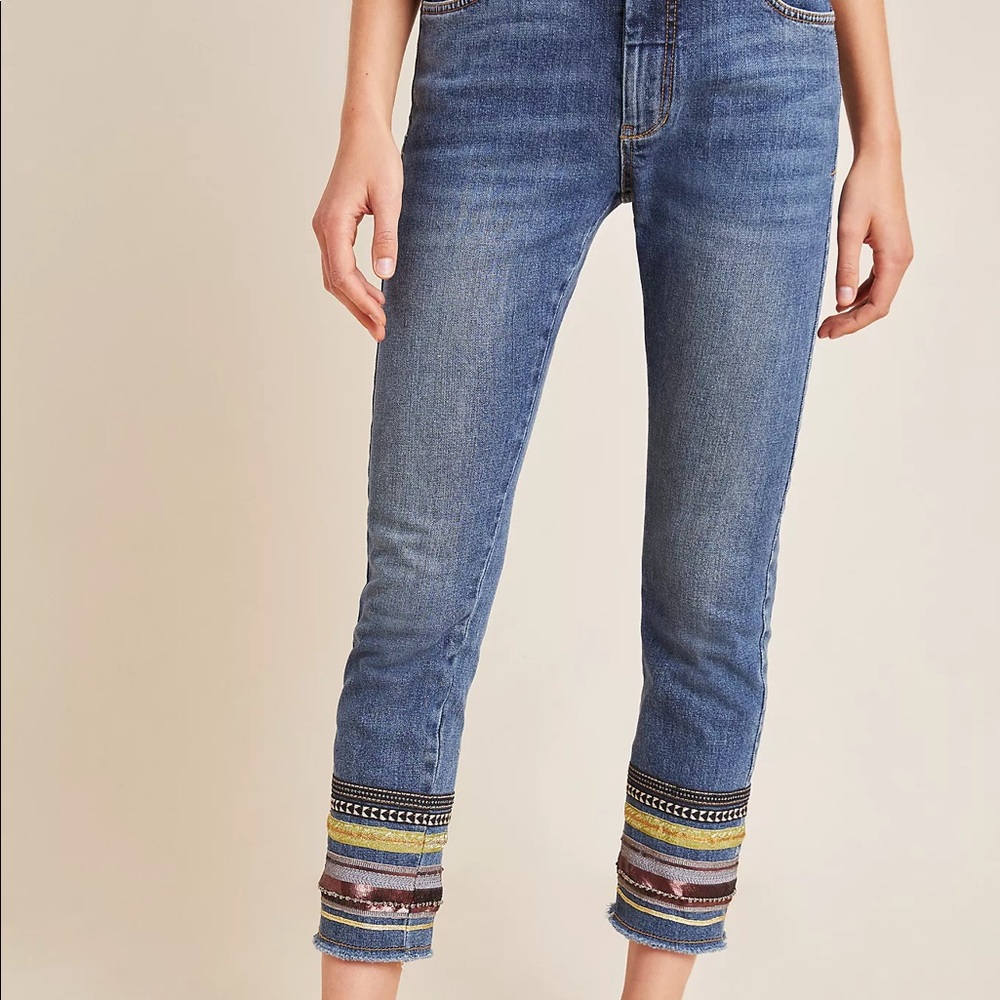 Anthropologie Pilco & Letterpress embroidery jeans